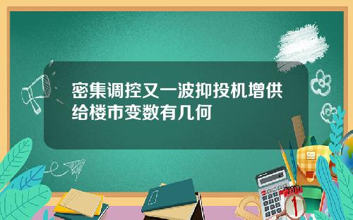 密集调控又一波抑投机增供给楼市变数有几何