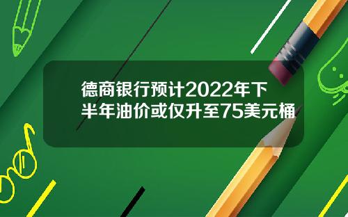 德商银行预计2022年下半年油价或仅升至75美元桶