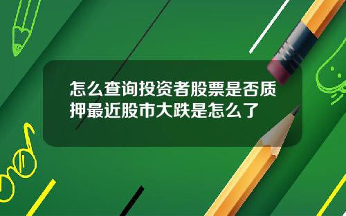怎么查询投资者股票是否质押最近股市大跌是怎么了