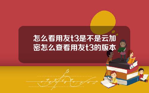 怎么看用友t3是不是云加密怎么查看用友t3的版本