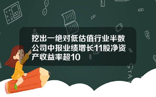 挖出一绝对低估值行业半数公司中报业绩增长11股净资产收益率超10