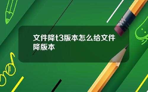 文件降t3版本怎么给文件降版本