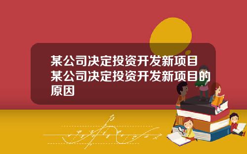 某公司决定投资开发新项目某公司决定投资开发新项目的原因