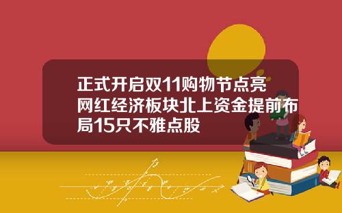 正式开启双11购物节点亮网红经济板块北上资金提前布局15只不雅点股