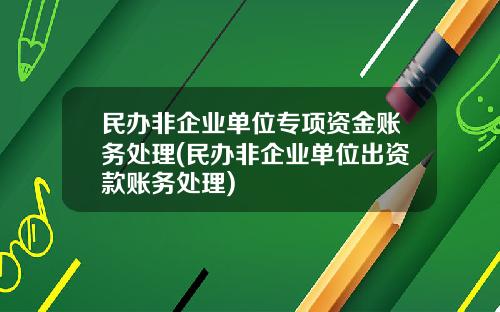 民办非企业单位专项资金账务处理(民办非企业单位出资款账务处理)