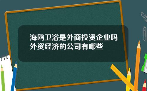 海鸥卫浴是外商投资企业吗外资经济的公司有哪些