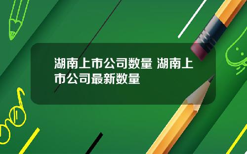 湖南上市公司数量 湖南上市公司最新数量