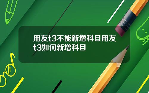 用友t3不能新增科目用友t3如何新增科目