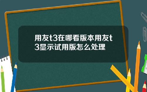 用友t3在哪看版本用友t3显示试用版怎么处理