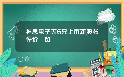神思电子等6只上市新股涨停价一览