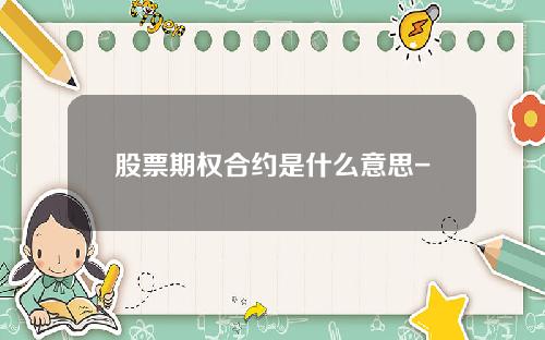 股票期权合约是什么意思-