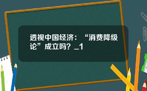 透视中国经济：“消费降级论”成立吗？_1