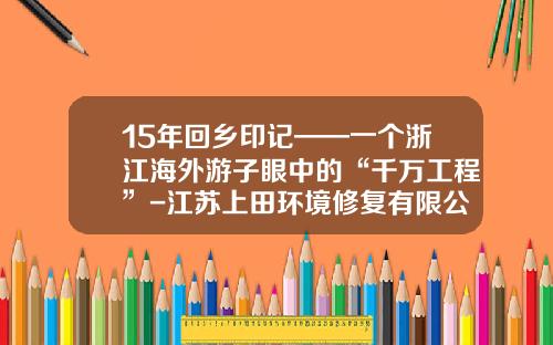 15年回乡印记——一个浙江海外游子眼中的“千万工程”-江苏上田环境修复有限公司