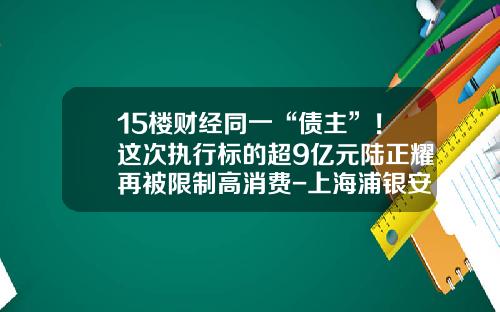 15楼财经同一“债主”！这次执行标的超9亿元陆正耀再被限制高消费-上海浦银安盛资产管理有限公司