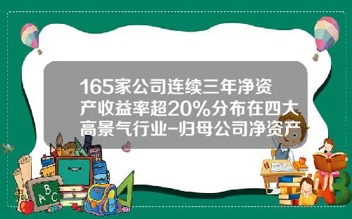 165家公司连续三年净资产收益率超20%分布在四大高景气行业-归母公司净资产收益率