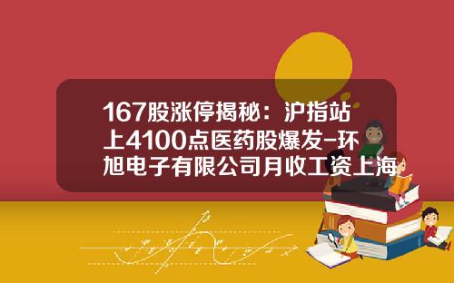 167股涨停揭秘：沪指站上4100点医药股爆发-环旭电子有限公司月收工资上海