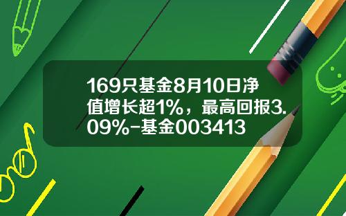 169只基金8月10日净值增长超1%，最高回报3.09%-基金003413