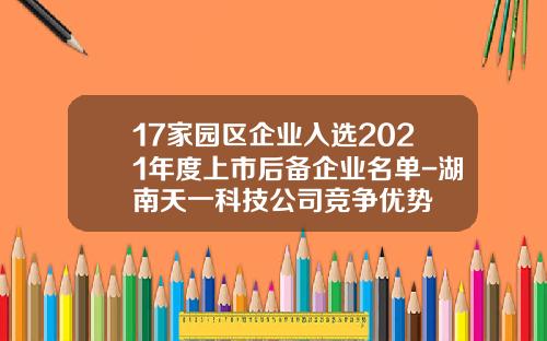 17家园区企业入选2021年度上市后备企业名单-湖南天一科技公司竞争优势