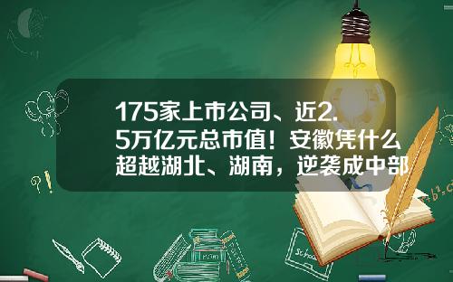 175家上市公司、近2.5万亿元总市值！安徽凭什么超越湖北、湖南，逆袭成中部6省资本实力最强领头羊？-2015的gdp的目标是多少