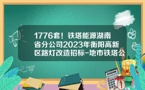 1776套！铁塔能源湖南省分公司2023年衡阳高新区路灯改造招标-地市铁塔公司组织架构