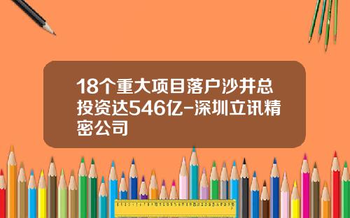 18个重大项目落户沙井总投资达546亿-深圳立讯精密公司