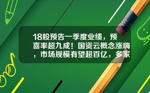 18股预告一季度业绩，预喜率超九成！国资云概念涨嗨，市场规模有望超百亿，多家公司积极布局相关业务-股票资讯推送哪个APP