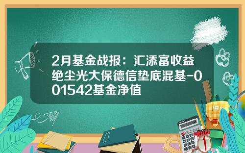 2月基金战报：汇添富收益绝尘光大保德信垫底混基-001542基金净值