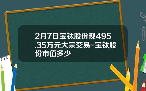 2月7日宝钛股份现495.35万元大宗交易-宝钛股份市值多少