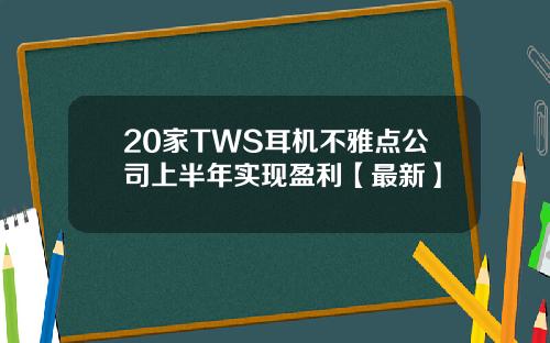 20家TWS耳机不雅点公司上半年实现盈利【最新】