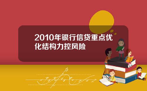 2010年银行信贷重点优化结构力控风险