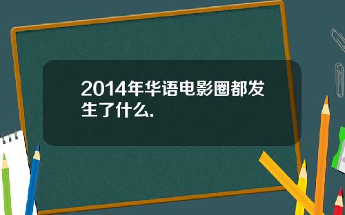 2014年华语电影圈都发生了什么.