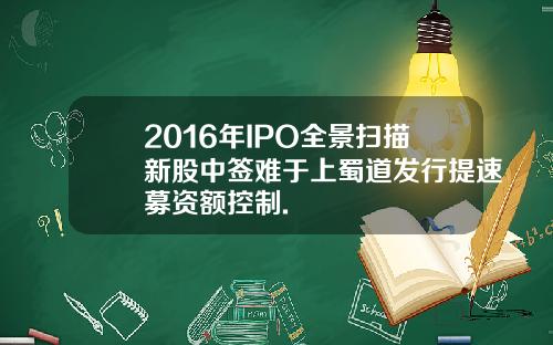 2016年IPO全景扫描新股中签难于上蜀道发行提速募资额控制.