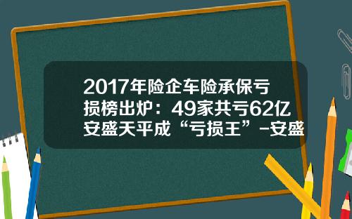 2017年险企车险承保亏损榜出炉：49家共亏62亿安盛天平成“亏损王”-安盛天平车险排名多少【新闻】