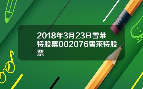 2018年3月23日雪莱特股票002076雪莱特股票