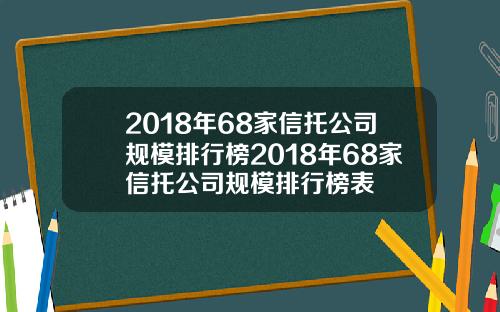 2018年68家信托公司规模排行榜2018年68家信托公司规模排行榜表