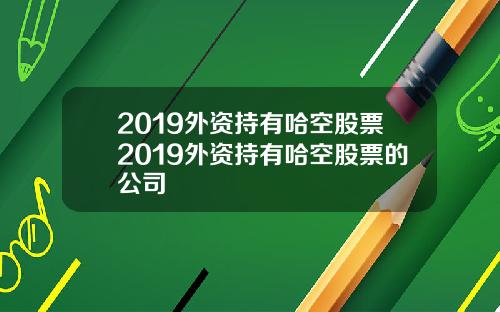 2019外资持有哈空股票2019外资持有哈空股票的公司