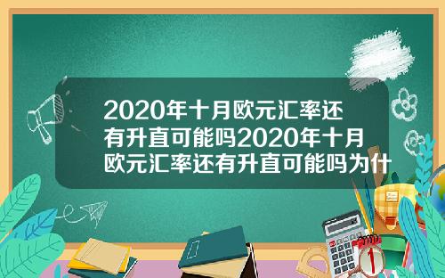 2020年十月欧元汇率还有升直可能吗2020年十月欧元汇率还有升直可能吗为什么【最新】
