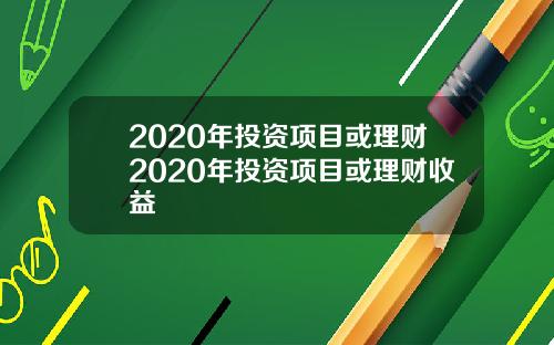 2020年投资项目或理财2020年投资项目或理财收益