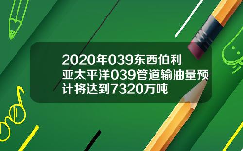 2020年039东西伯利亚太平洋039管道输油量预计将达到7320万吨