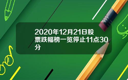 2020年12月21日股票跌幅榜一览停止11点30分