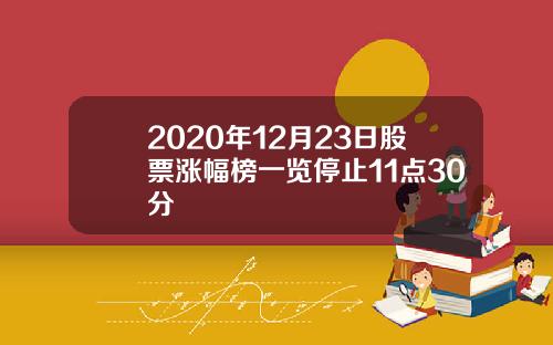 2020年12月23日股票涨幅榜一览停止11点30分
