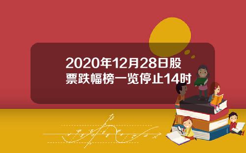 2020年12月28日股票跌幅榜一览停止14时