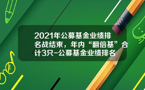 2021年公募基金业绩排名战结束，年内“翻倍基”合计3只-公募基金业绩排名