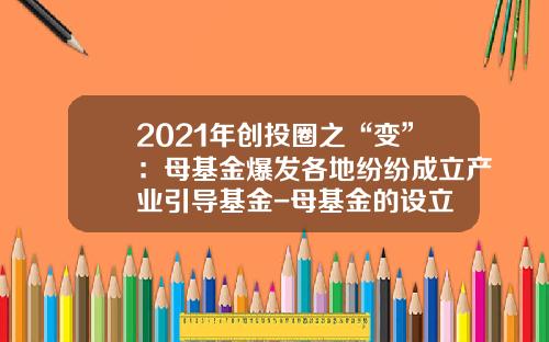 2021年创投圈之“变”：母基金爆发各地纷纷成立产业引导基金-母基金的设立