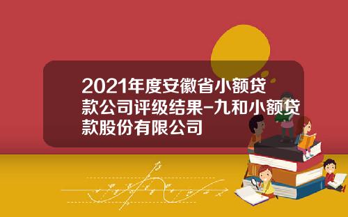 2021年度安徽省小额贷款公司评级结果-九和小额贷款股份有限公司