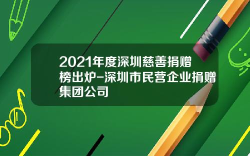 2021年度深圳慈善捐赠榜出炉-深圳市民营企业捐赠集团公司