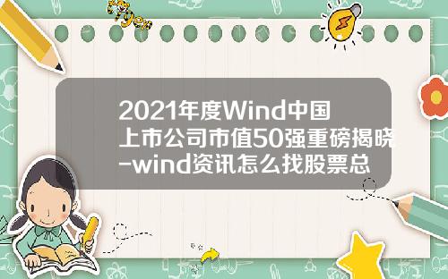 2021年度Wind中国上市公司市值50强重磅揭晓-wind资讯怎么找股票总市值
