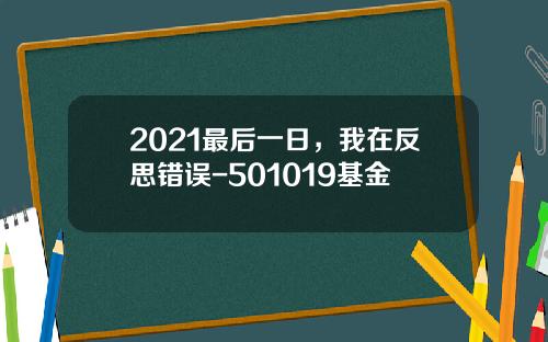 2021最后一日，我在反思错误-501019基金