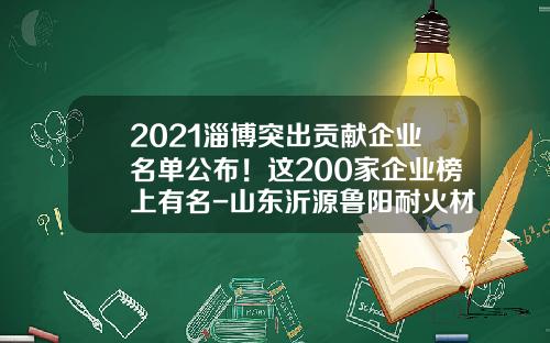 2021淄博突出贡献企业名单公布！这200家企业榜上有名-山东沂源鲁阳耐火材料公司
