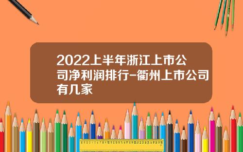 2022上半年浙江上市公司净利润排行-衢州上市公司有几家
